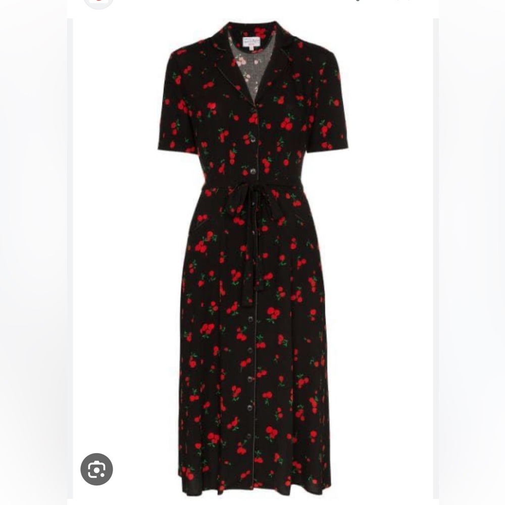 HVN Maria Button Down Pajama Dress - Black Cherry Print